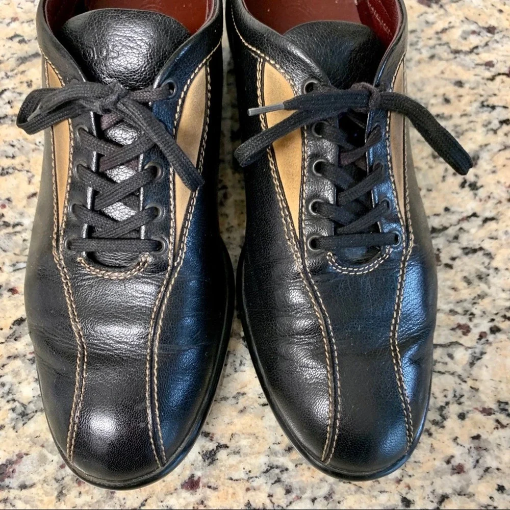 Tod's Leather & Suede Lace Up Bowling Sneakers in Black Size 38 - Picture 2 of 13